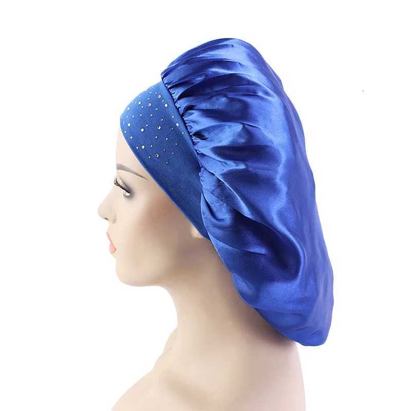 Big Size Beauty Satin Bonnet for Women Pure Color Sleep Night Cap Head Cover Turban African Headwear Bandanas Headwrap XJ250812