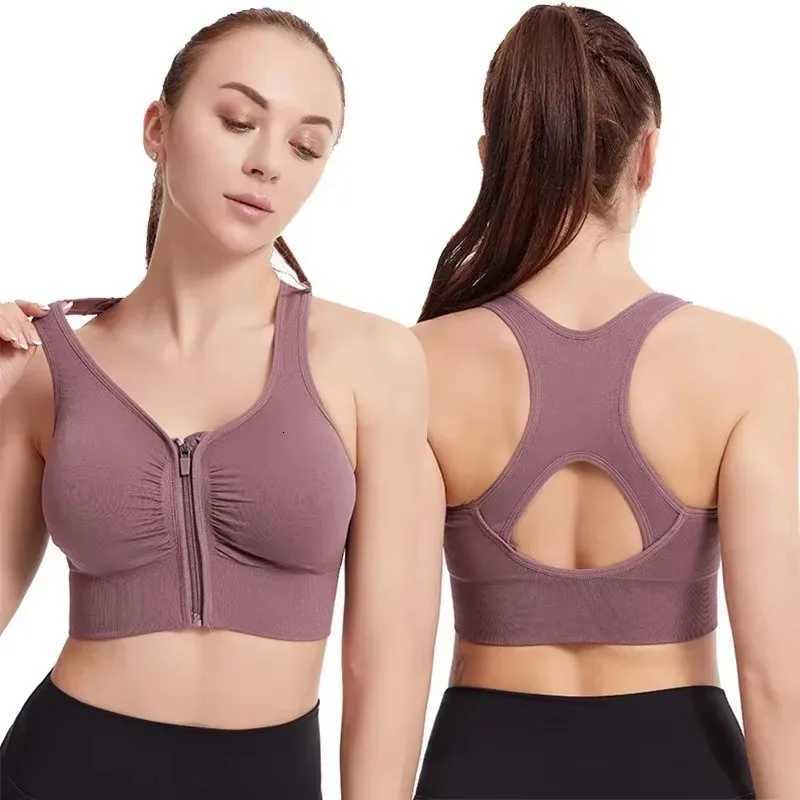 Czguke Womens Zipper Sports Bra Vest Plus Size Shock Resistant Bra Womens Running Fitness Bra Womens Underwear Z250812