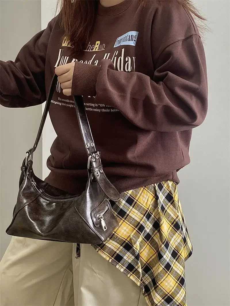 Vintage Y2K Womens Underarm Bags Pu Leather Hot s Shoulder Bag Casual Portable Female Tote Purse Crossbody Bag Handbags Z250812