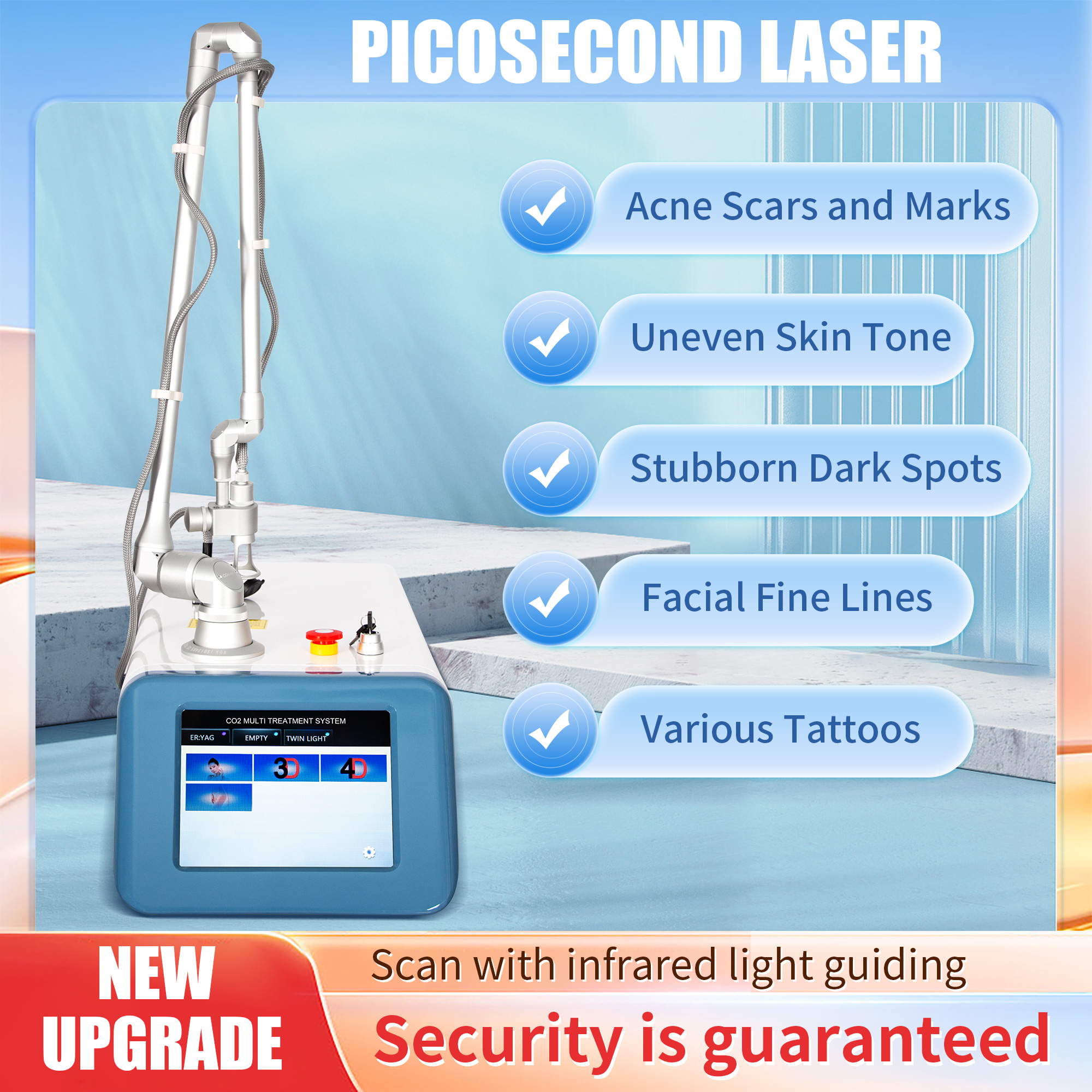 Portable Painless Co2 Fractional Laser Scar Removal Machine for Skin Rejuvenation Wrinkle Remover and Pigment Remove