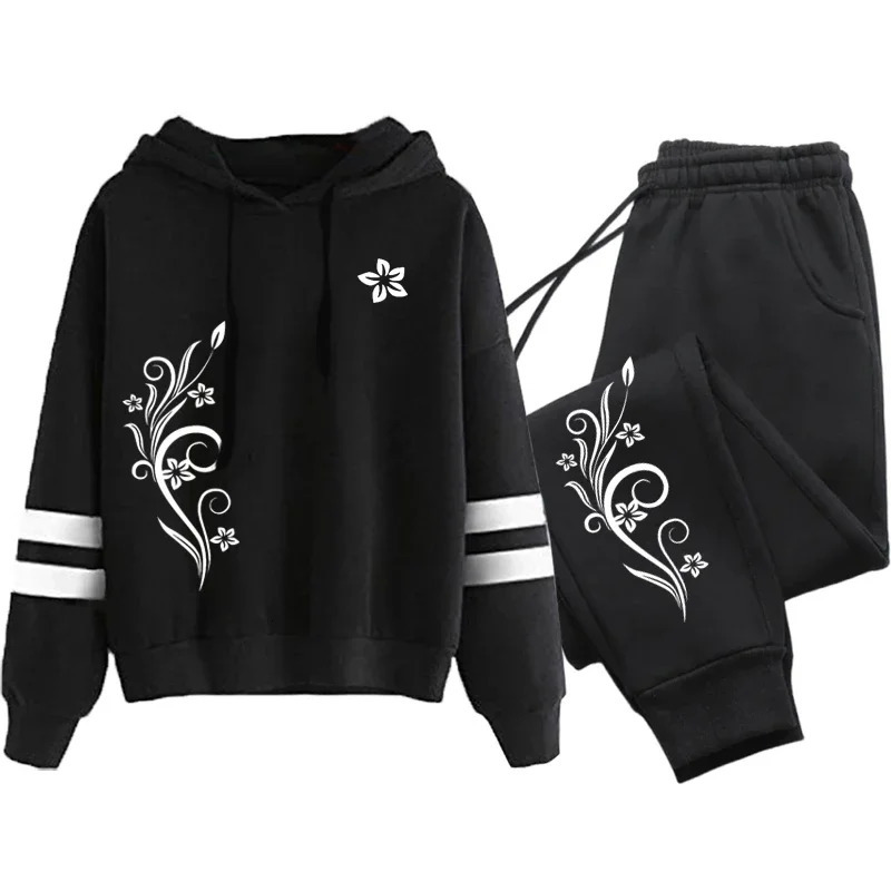 in Womens Tracksuit Vintage Pattern Printing Sweatshirt Pants Set and Single Pcs Stripe Hoodies Casual Womens Clothing 250805
