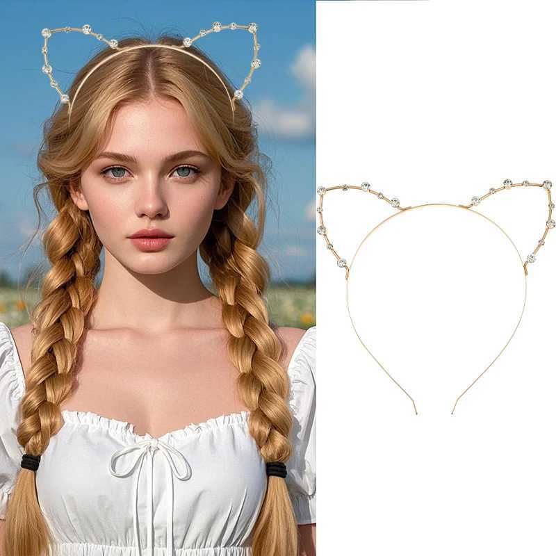 Girls Cat Ears Bands Sweet Hairbands For Wen Rhinestone Alloy Band Cute Band Party Festival Hair Accessories X250812
