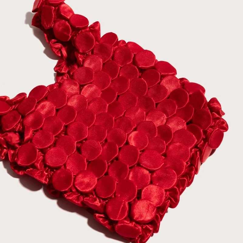 Ruched Bubble Small Tote Bag Telescopic Magic Shopping Bag Folding Portable Shoulder Bags Casual Elegant Large Capacity Handbags Z250812