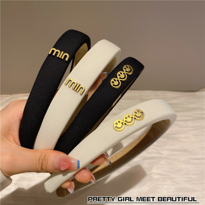 Smiley Letter Twill Fabric French Style Hairband Internet Celebrity New Face Washing Hair Clip Press Headband