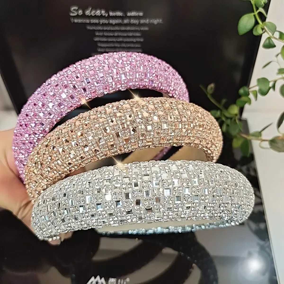 Colorful Baroque Hoop Luxury Wen Fl Crystal Rhinestones Sponge Padded Band for Ladies Girls Diamond Wide Band X250812