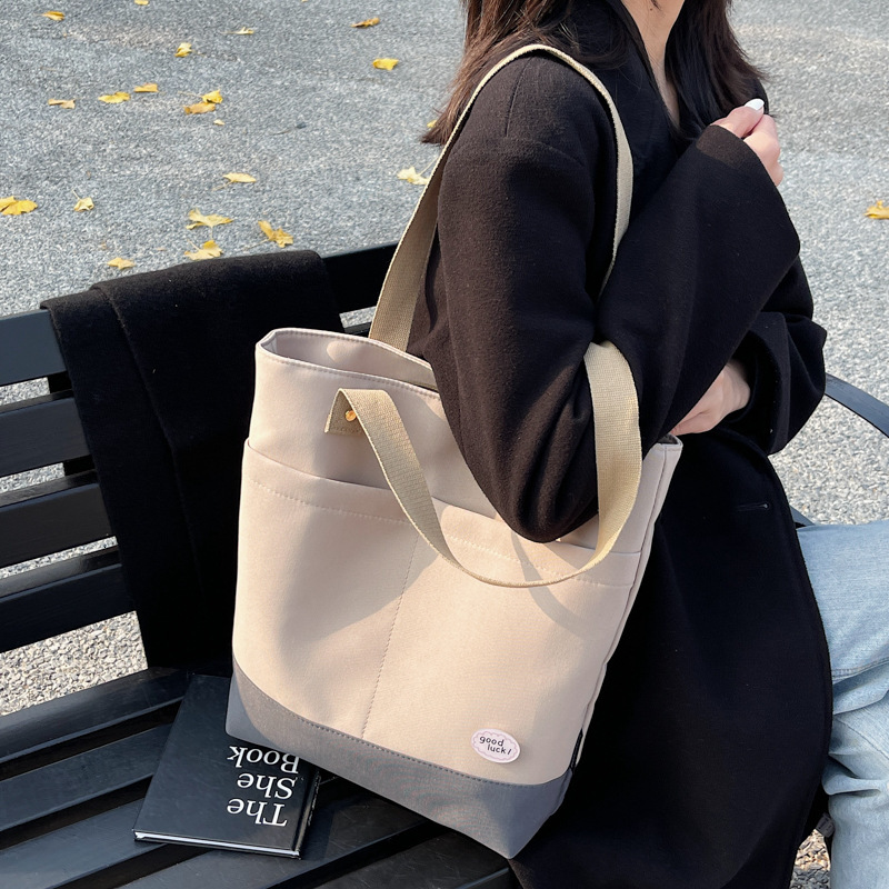 Fashion Casual Large Capacity Handbag Spring New Trendy Patchwork Shoulder Commuter Simple Tote Bag