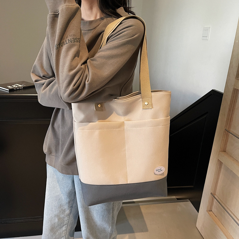 Fashion Casual Large Capacity Handbag Spring New Trendy Patchwork Shoulder Commuter Simple Tote Bag