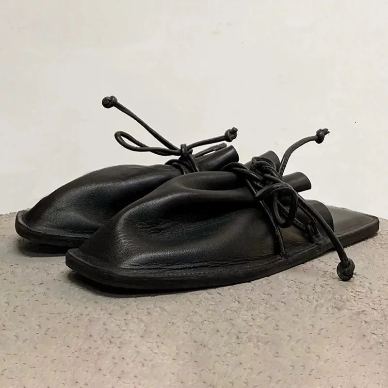 Sqaure Head Solid Color Women Slippers Fashion Flats Summer Sling back Ladies Shoes Elegant Low Heels Zapatos Mujer 250809