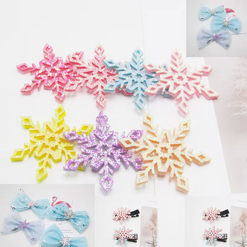 40Pcs/lot 3cm/4cm Glitter Christmas snowflake for Handmade fake snowflake christmas accessories and Hair accessories