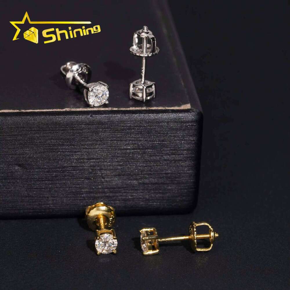 Hot Selling Jewelry Sterling Sier Round Cut 4mm Earrings Small Studs Made with Vvs Miossanite Iced Out