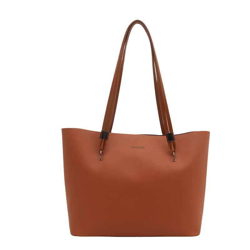 Large Capacity Fashion New Casual Oil Wax Leather Solid Color Women s Single Shoulder Underarm Tote Bag ddmymarket