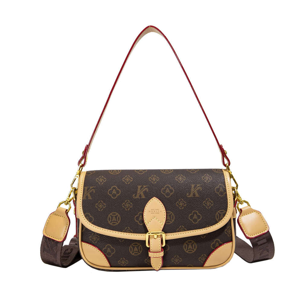 Qiqi Monogram Monica Color Block Print Flap Small Square Bag for Women 2025 New High-end Casual Versatile