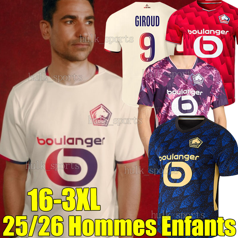 4XL 25/26 LOSC Lille FERNANDEZ soccer jerseys GIROUD IGAMANE HARALDSSON SAHRAOUI MUKAU PERRAUD FELIX BROHOLM ANDRE BENTALE Men Kids Kits socks sets football shirts