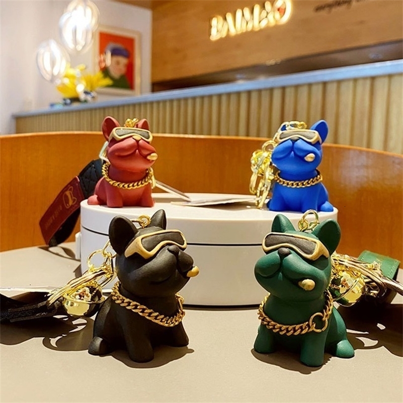 Resin Bulldog Keychain Trendy Puppy Figurine Couple Pendant Car Backpack Keychain Exquisite Small Gift 250726