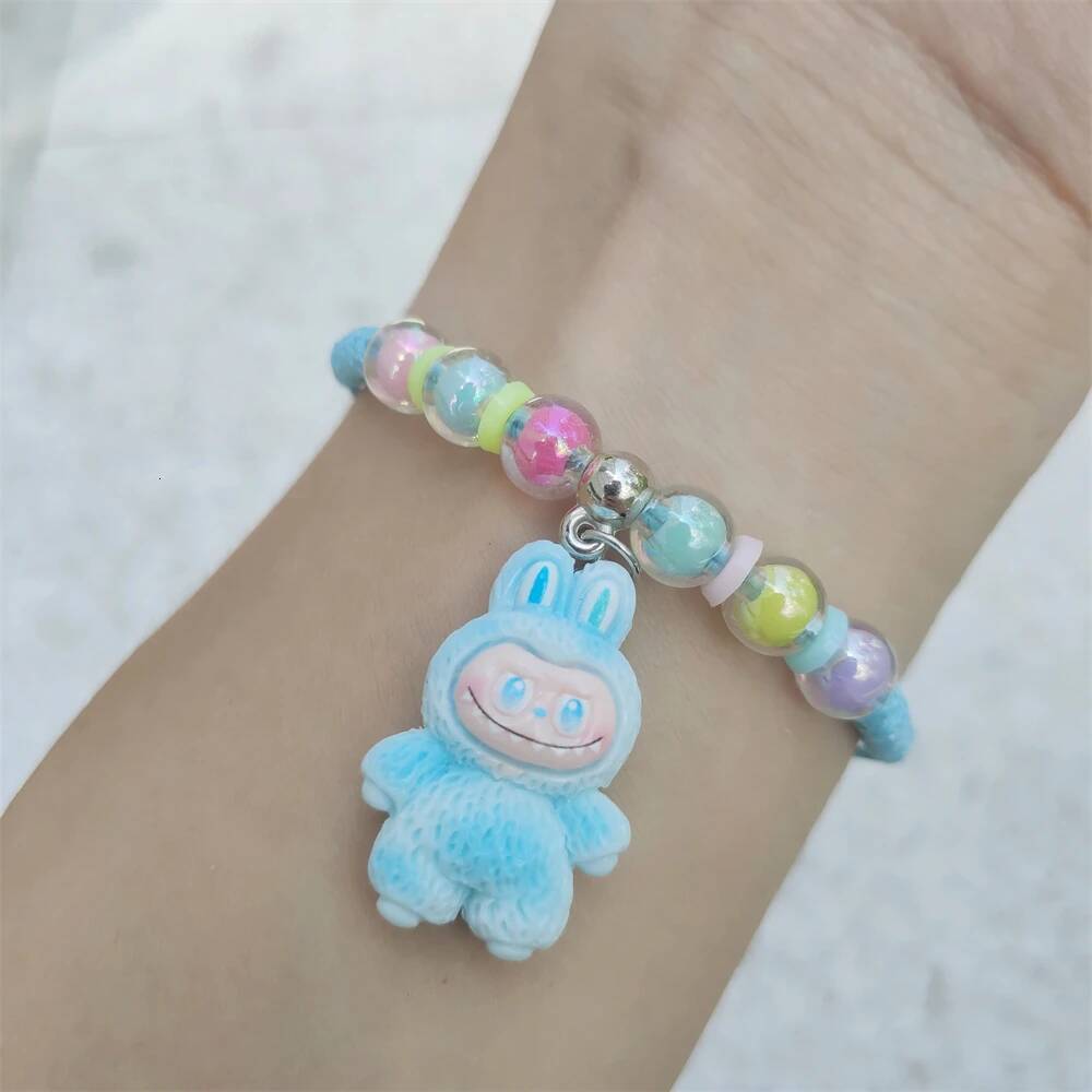 Fashion Cute Cartoon Rope Chain Elastic Handmade Bracelet for Women Girls Birthday Party Daily Friend Gift Adjustable Bangle