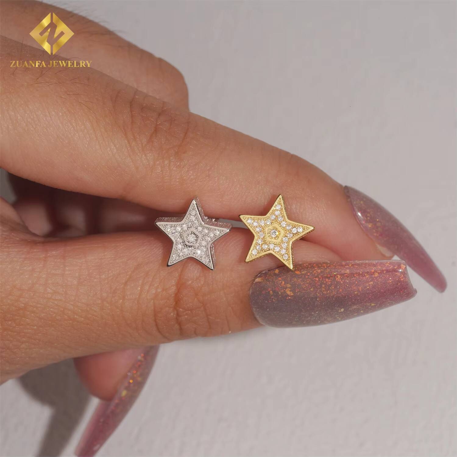 Fast Shipping Screw Back Ear Studs 925 Silver Iced Out Moissanite Jewelry Hip Hop VVS D Moissanite Diamond Star Stud Earrings