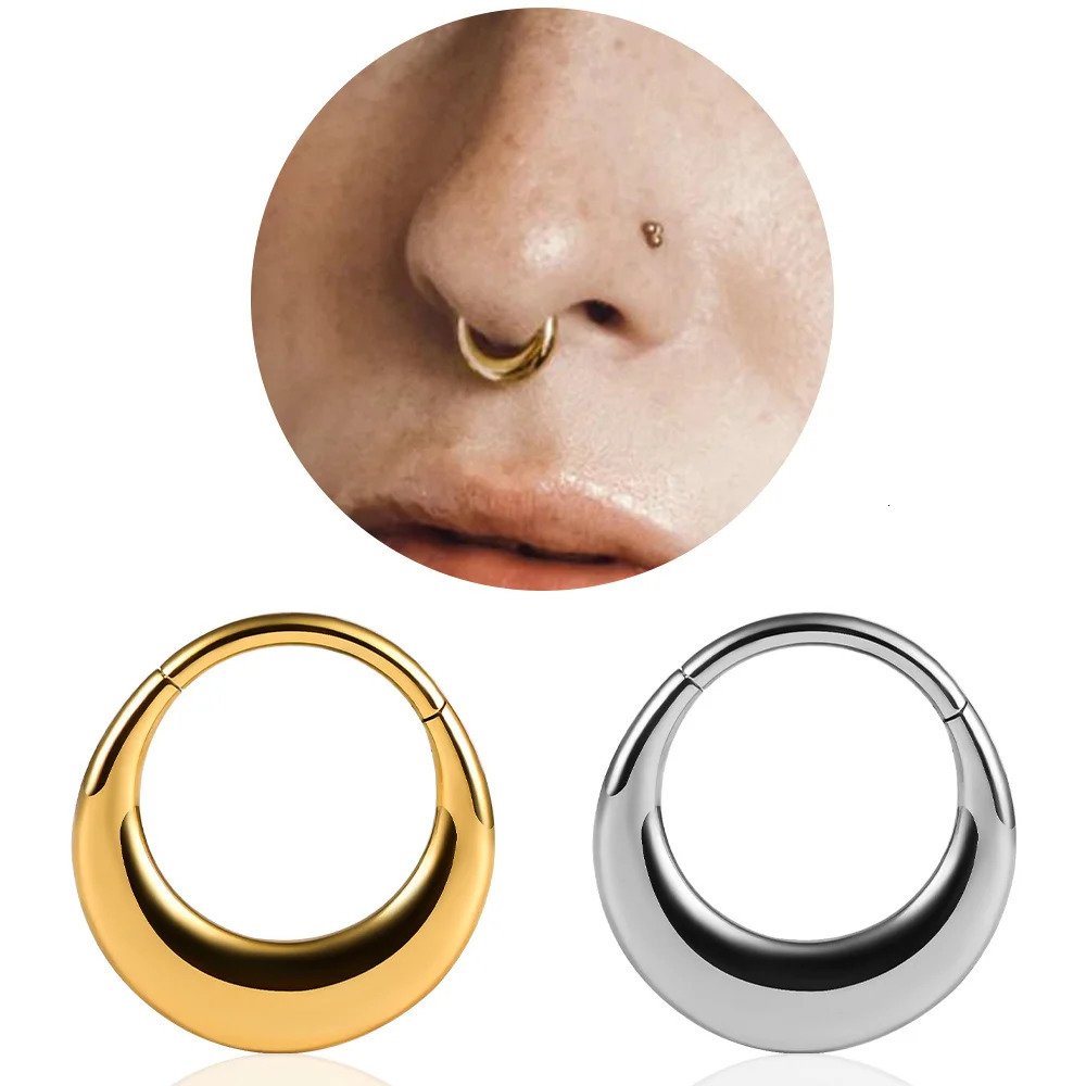 Vankula 1PC Stainless StEEl Nose Rings for Women Septum Rings Hoop for Men Cartilage Clicker Hoop Earrings for Rook Daith 250807