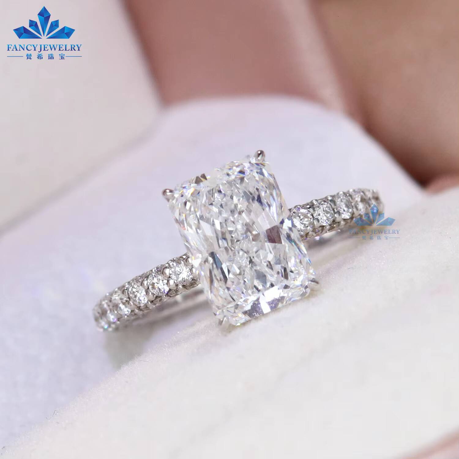 Custom 14K 18K Gold 2CT 3CT 5CT Radiant Cut D VS1 VVS1 GIA IGI Certified Lab Grown Diamond Engagement Wedding Ring for Women