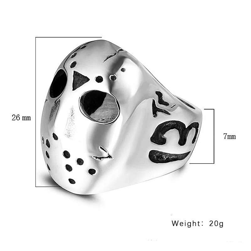 est Black Friday Killer Jason Mask Ring Mens Stainless Steel Punk Ring Male Hip Hop Biker Jewelry Creativity Gift Wholesale 250812