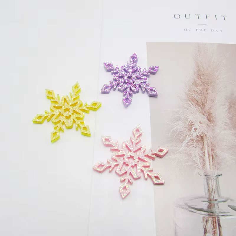 40Pcs/lot 3cm/4cm Glitter Christmas snowflake for Handmade fake snowflake christmas accessories and Hair accessories