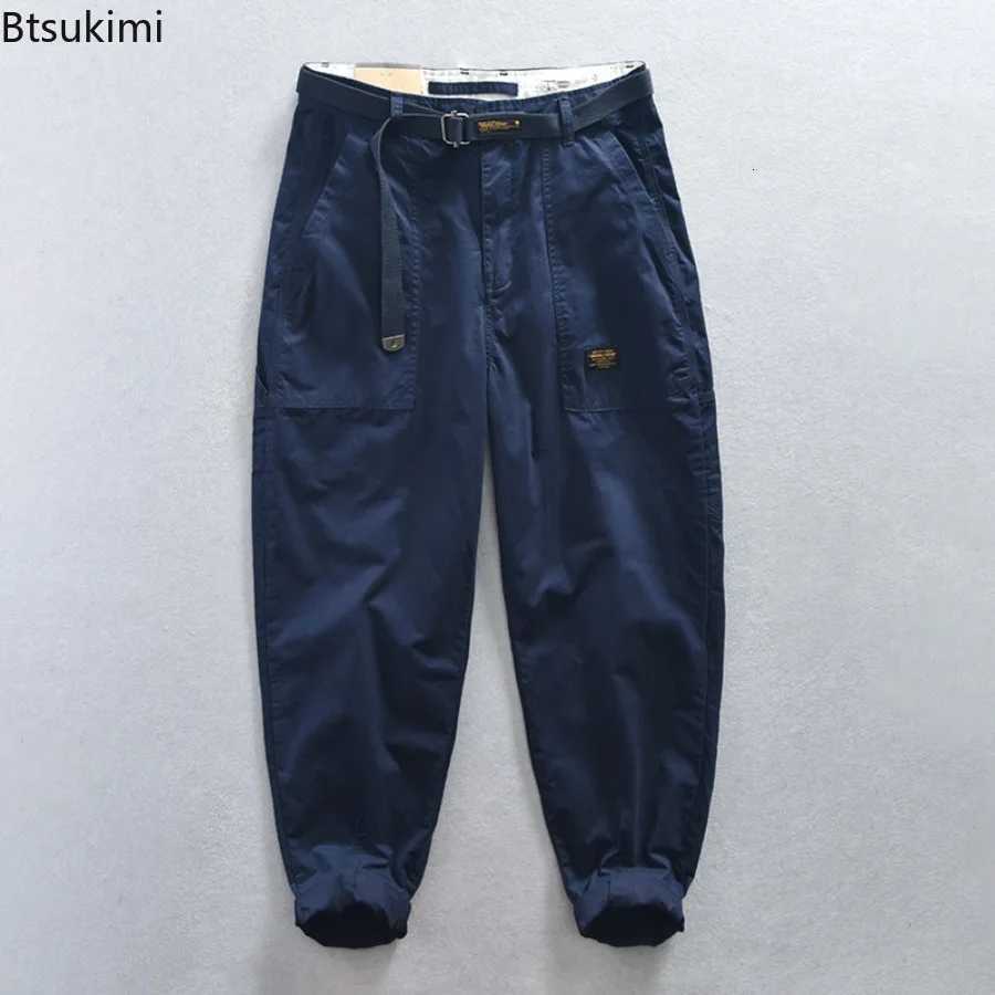 2025 Spring Autumn Mens 100% Cotton Cargo Pants Solid Casual Pants Fashion Big Pockets Baggy Trousers Harajuku Streetwear Men X250812