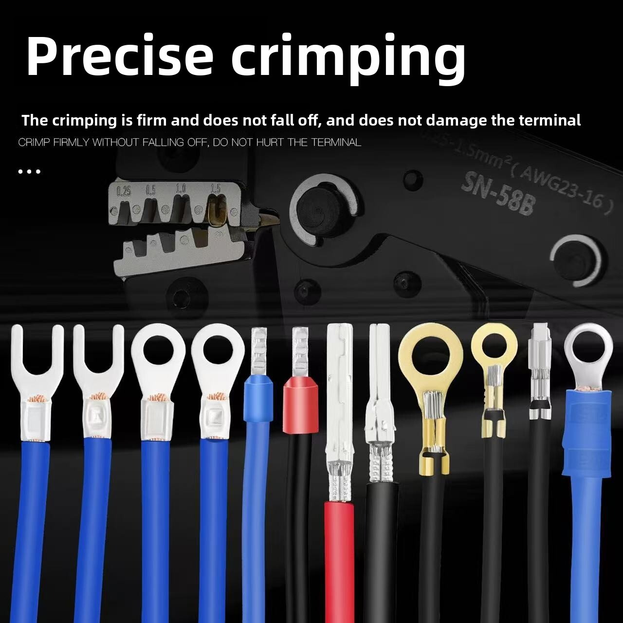 Photovoltaic SN58B Multifunctional Terminal Crimping Wire Clamp Pliers Insert Spring Cold Press Coaxial Insulated SN Copper Cable