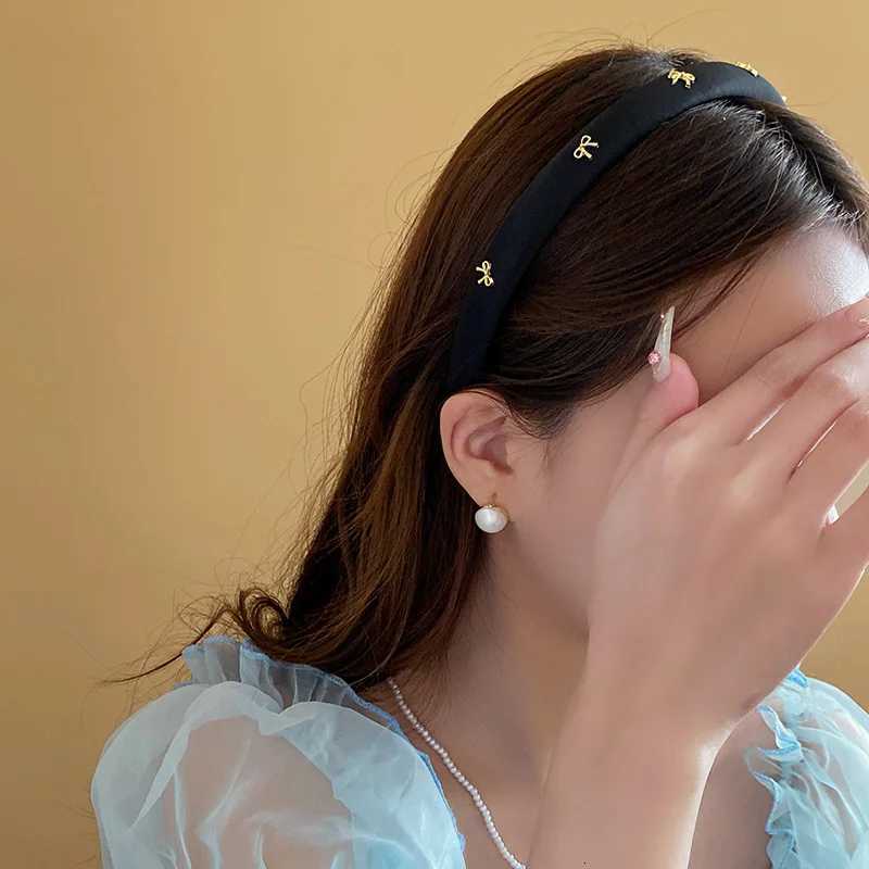 Black Color Bow Soft Sponge Wide Bands for Women Face Wash Minimalist Hair Hoops High Skl Top Elastic Accessories X250812