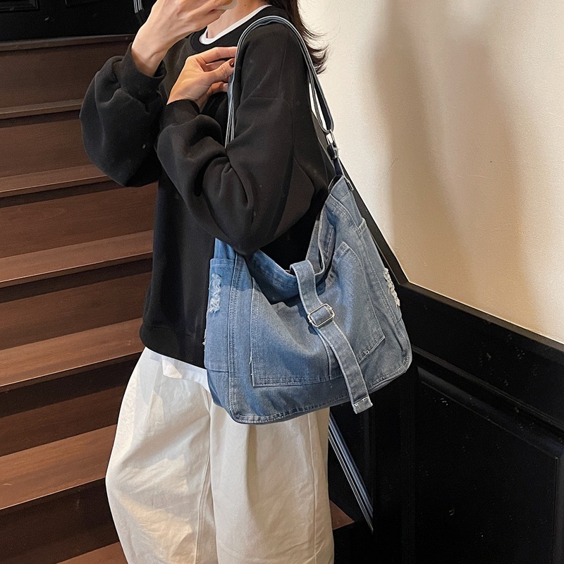 New Lazy Denim Crossbody Shoulder Fashionable Large Capacity Versatile Underarm Bag