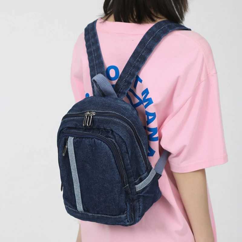 2024 New Backpack Washed Denim Korean Style Casual Shoulder Bag Simple Travel Large Capacity Men and Women Backpack Y250811
