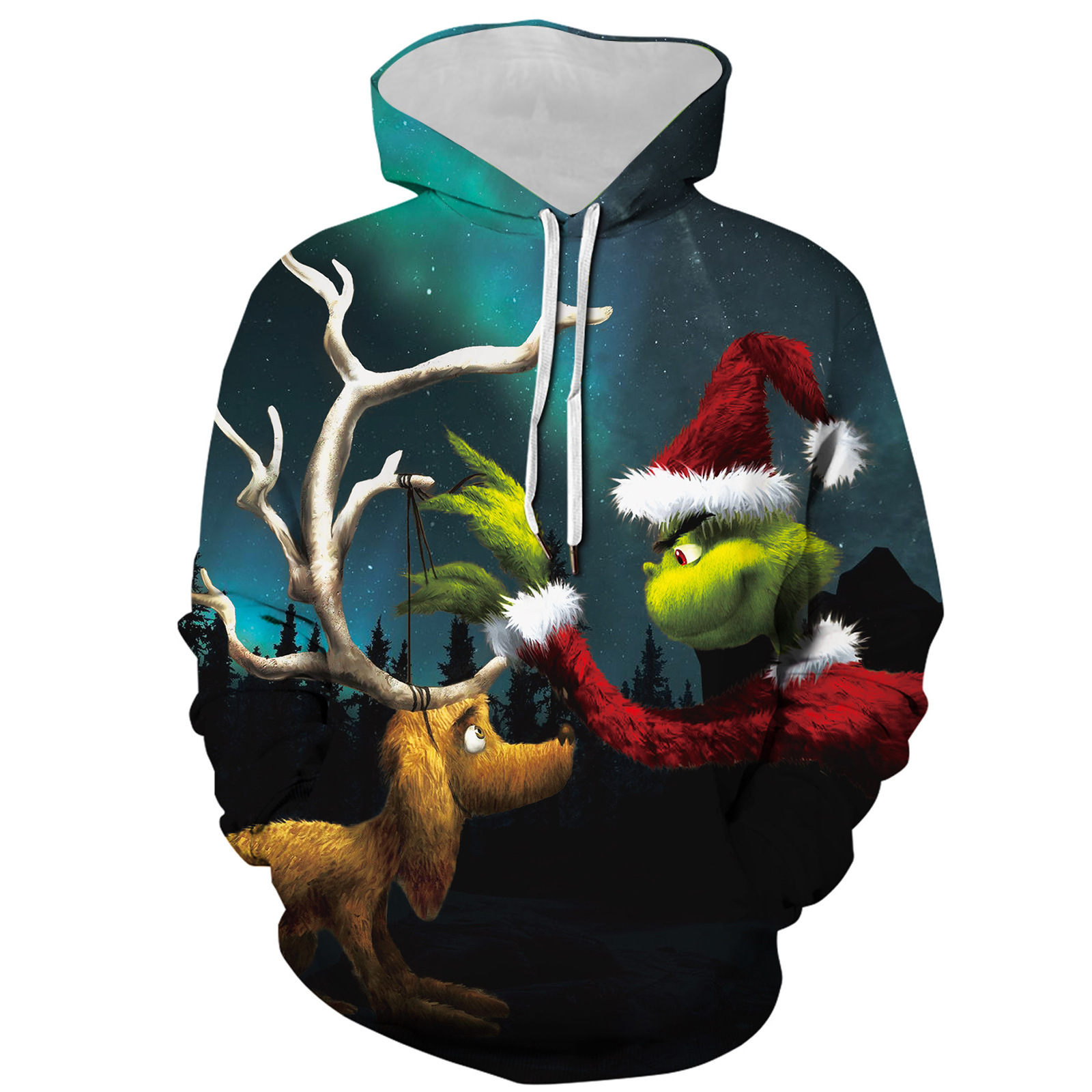 New Sweatshirt Green Fur Monster Grinch Same Style 3D Digital Print Hooded Pullover Cosplay