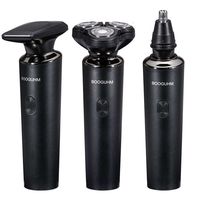 USB-powered travel-friendly male grooming tool with water resistance and a razor with multiple cutting modes