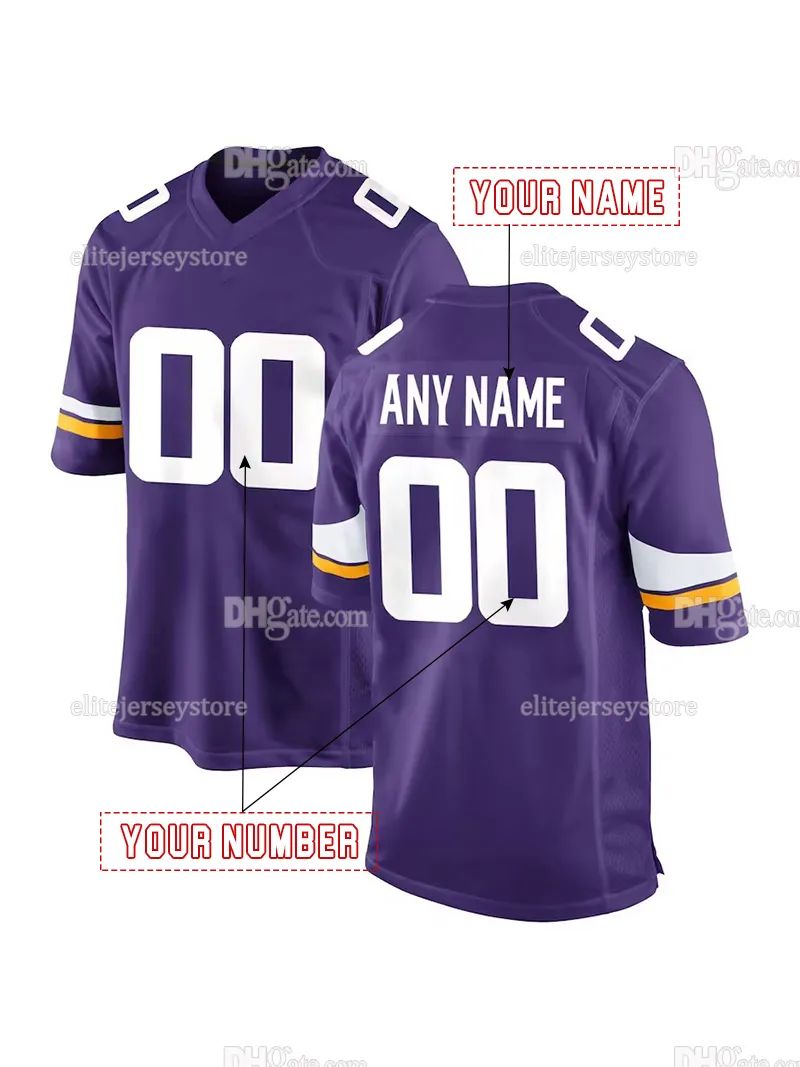 Custom Justin Jefferson Football Jersey McCarthy Hockenson Smith Embroidered Polyester Jersey Design