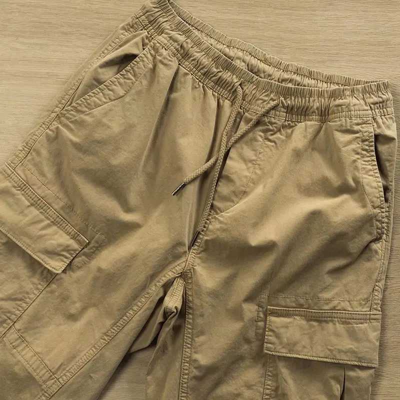 Spring Autumn Workwear Pants Cargo Trousers Youth Active Slim Waist Long Pants Khaki Color Fashionable Casual Pants X250812
