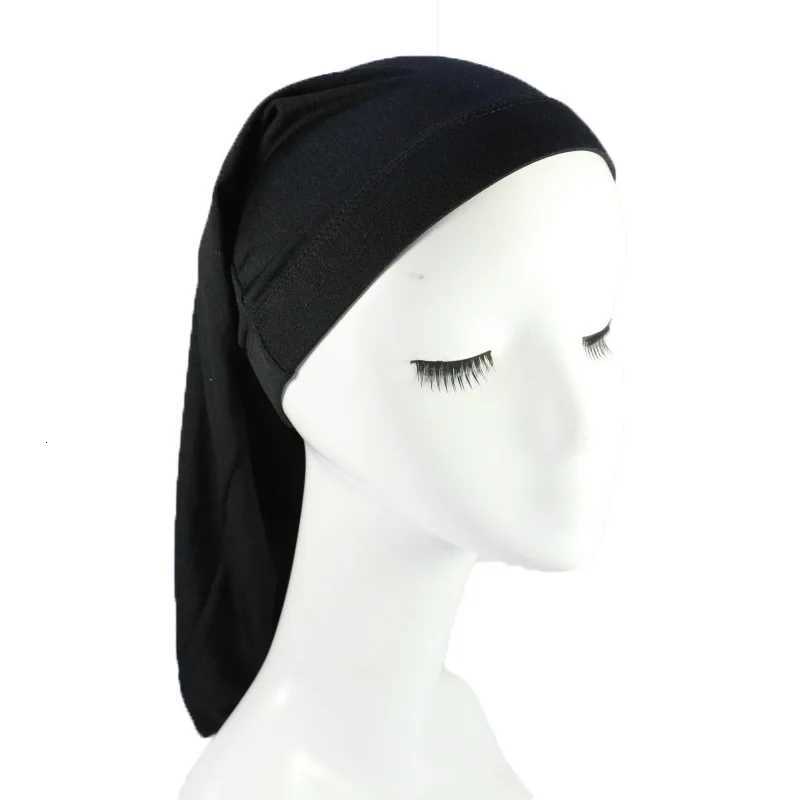 Unisex Black Long Hair Sock Cap Bonnet Breathable Elastic Wrap Night Caps For Women Men Polyester Nightcap Sleeping Hats XJ250812