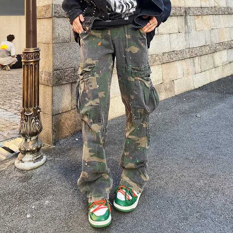 2022 New Fashion Camouflage Baggy Tracksuit Cargo Pants For Men Inkjet Side Pockets Sports Joggers Women Casual Loose Trousers X250812