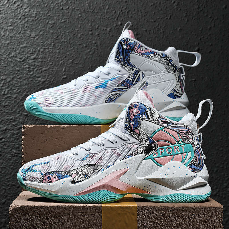 Free shipping Graffiti Mesh Breathable Basketball for Men and Women Trendy Outdoor Cement Court Sports Practical Competition Shoes