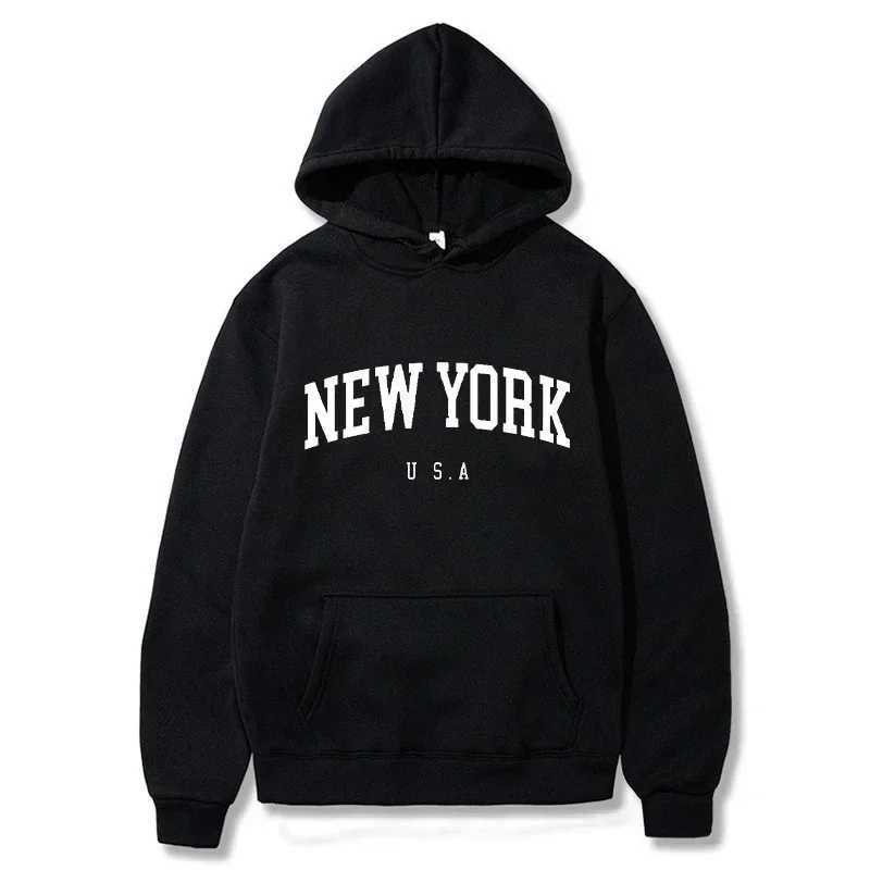Men Women New York U.S.A City Hoodies Fashion Letter Printed Graphic Sweatshirts Loose Casual Harajuku Hooded Pullover Sportwear Y250811