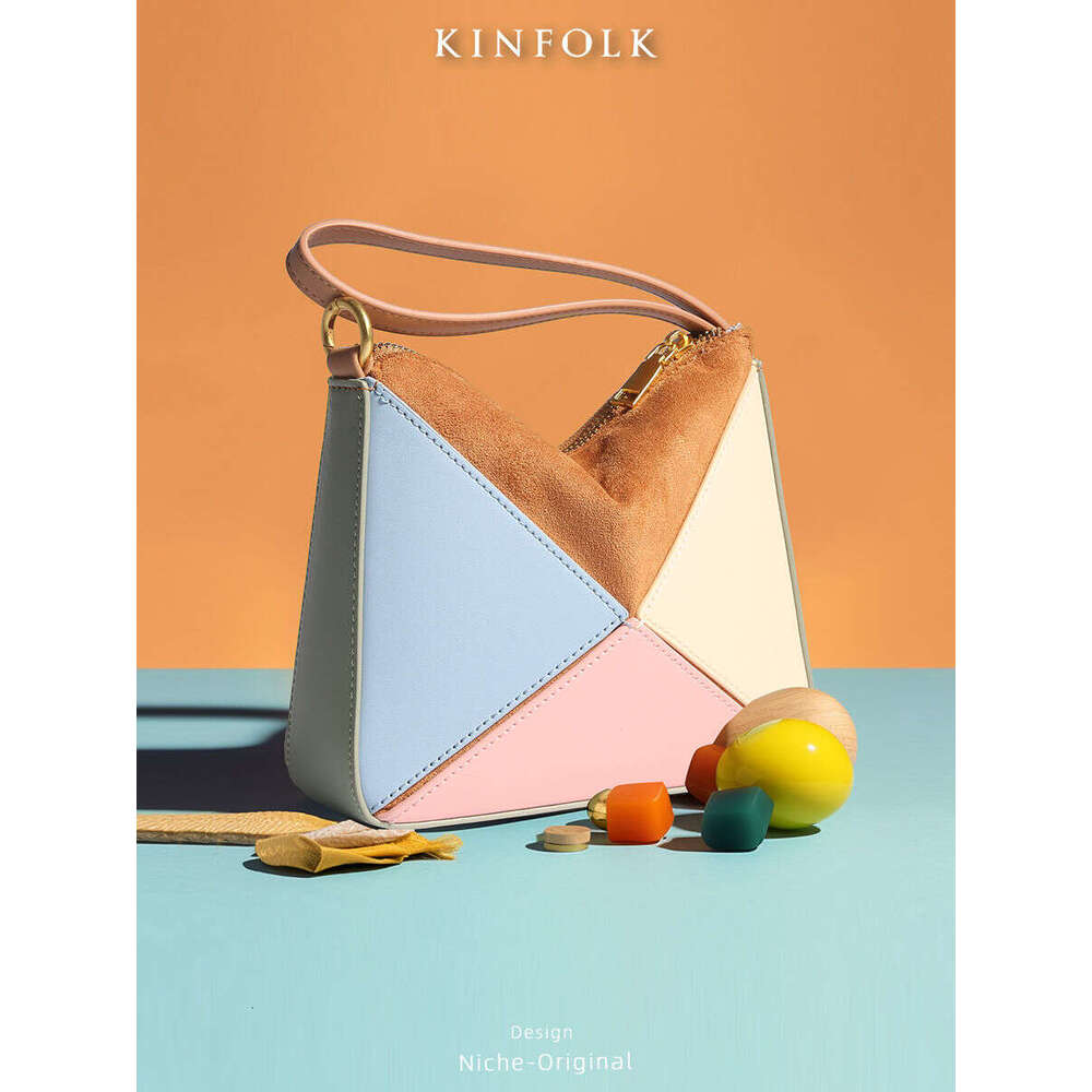 toteBag Shoulder bag ROSE NOIRE New Niche Design Turkish Multifunctional Color Block Foldable Triangle Handheld Tote Crossbody Bag