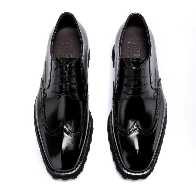 New men's high-end brogue derby shoes with an English style, made of genuine leather, suitable for formal business occasions.