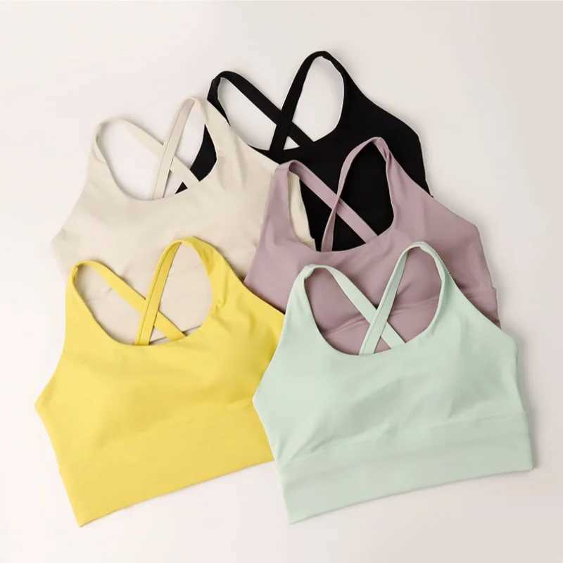 Fixed Chest Cushion Sports Bra for Women High-Strength Shock-Absorbing Gathering Running Bra Fitness Bra Z250812