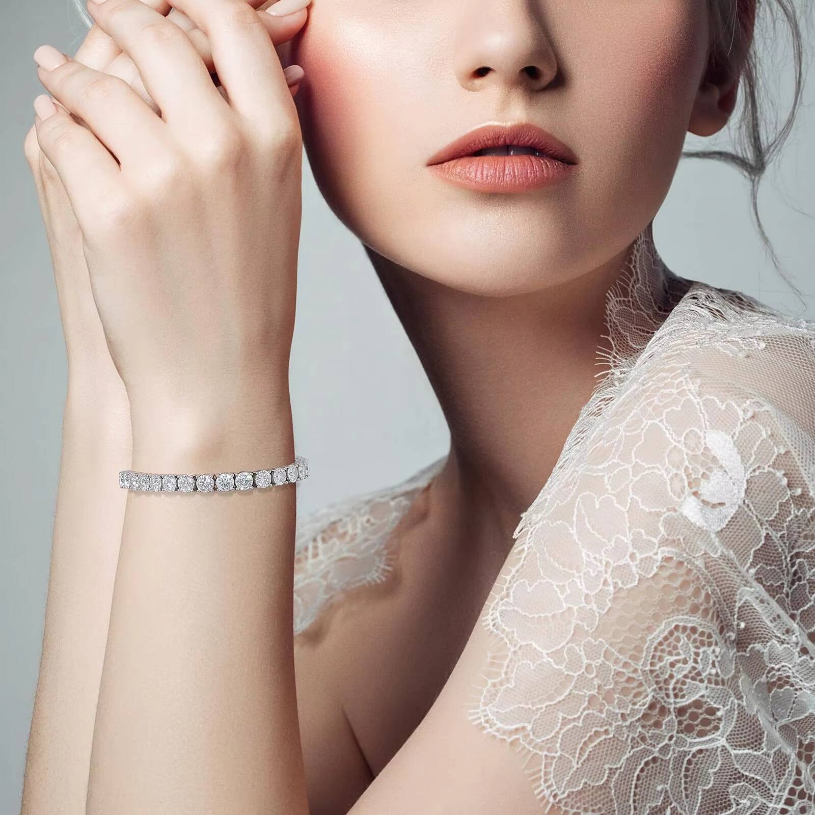 Hote Selling 3mm 4mm 5mm 6mm Silver 925 DEF GH VVS Moissanite Diamond Synthetic Moissanite Tennis Chain