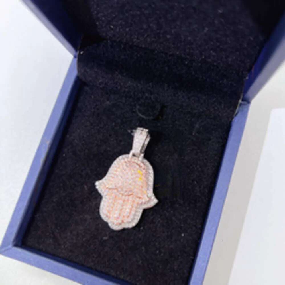 Pass Dia Tester Iced Out 3inch Rose and White Gold Plated Hand Pendant Sterling Sier Vvs Moissanite Hamsa Pendants