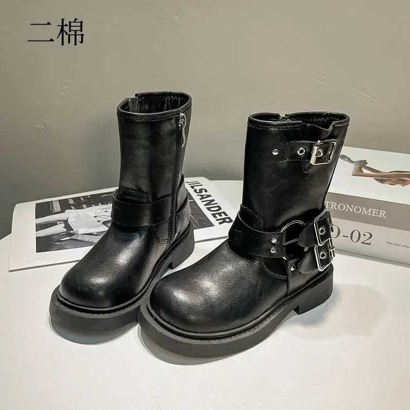 2023 Autumn/Winter Round Toe Platform Kid Boot British Boy Leather Boot Fashion Girl Knight Boot Mid Size Ankle Boot Kid Shoe Boots XJ250812