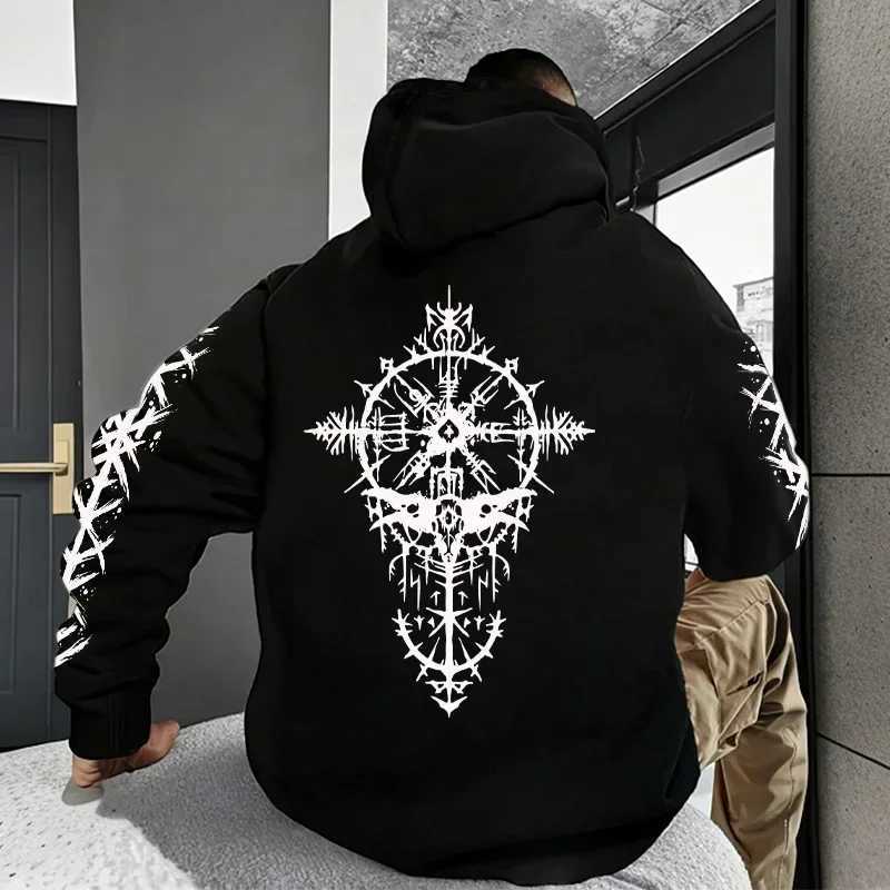 Ancient Viking Raven Print Hoodie for Man Autumn Winter Daily Casual Sport Jogging Sweatshirt Home Outdoor Comfort Warm Pullover Y250811
