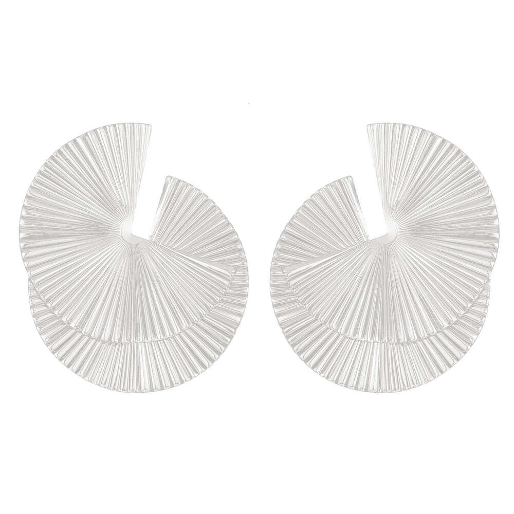 New Irregular Earrings for Women, Unique Alloy Texture Fan-shaped Earrings, Exaggerated Ear Accessories