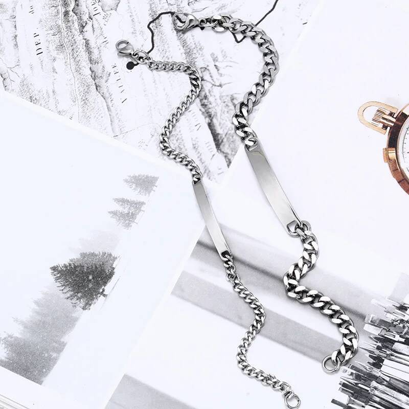 Customized Name Engrave Stainless Steel Women Personalized Bracelets For Men Id Bracelet Dropshipping
