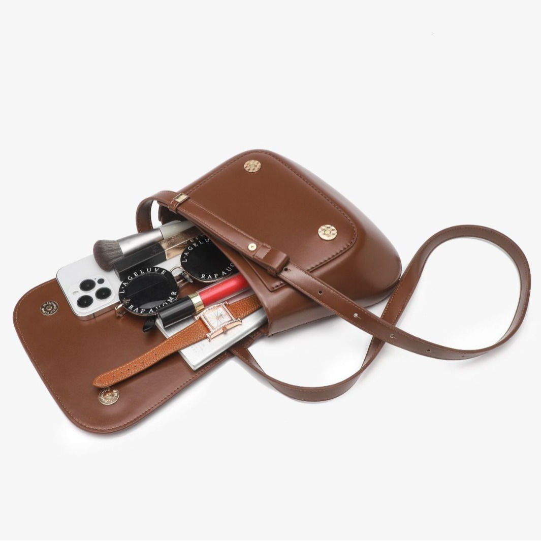 Saddle Crossbody for Women New Trendy Shoulder Design Commuter Brown Fashion Bag