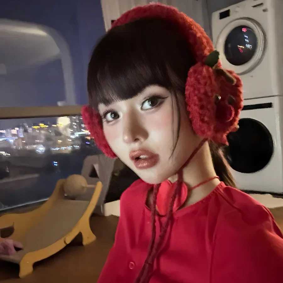 Japanese Plush Apple Ear Muffs Ladies Plush Earplugs Cold Ear Muffs Warm Cute Plush Windproof Ear Muffs Bike Accessories XJ250812