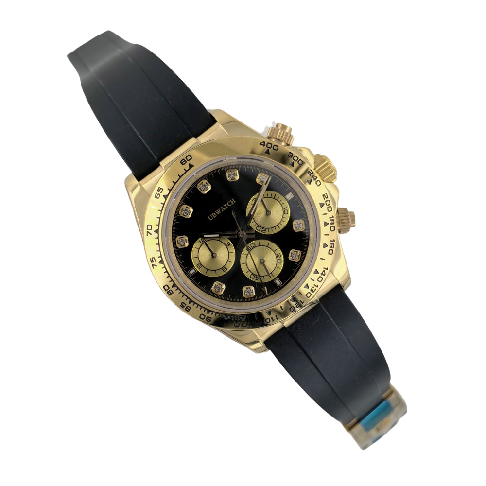 NEW 40MM Black Gold Dial Brilliant Diamond Mens Wristwatches Automatic ST9 Watch Sapphire Luminous Man Watches With Clear Reading In dark