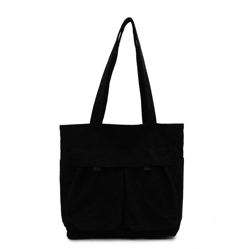 Casual Large Capacity Single Shoulder Corduroy Commuting College Student Class Tote Bag Korean Style Artistic Handbag